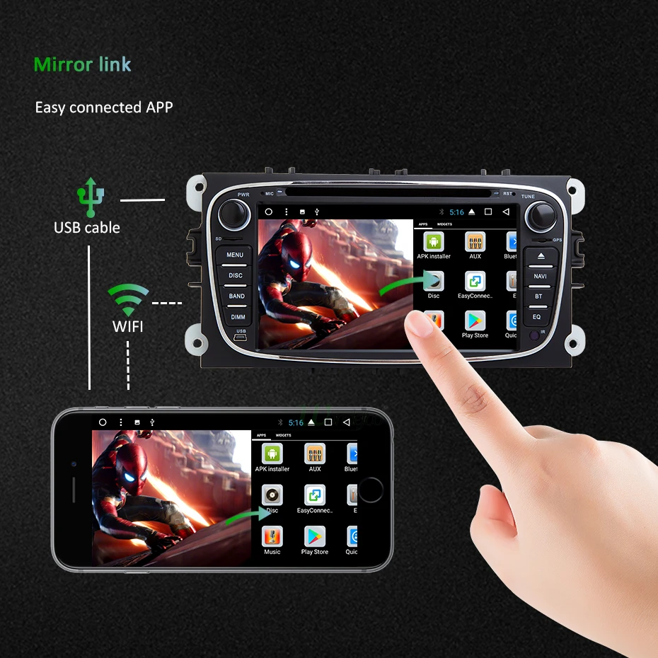 Perfect 4G RAM Android 9.0 DSP IPS 2 DIN Car Radio GPS for FORD FOCUS Mondeo S-MAX C-MAX Galaxy kuga GPS Navigation Stereo DVD Player 5