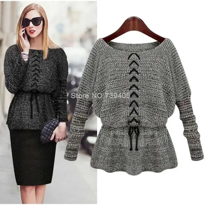 New 2014 Fashion warm winter Waist Elastic pullover women sweater Vintage Knitwear knitted sweaters B12 SV004928 | Женская одежда