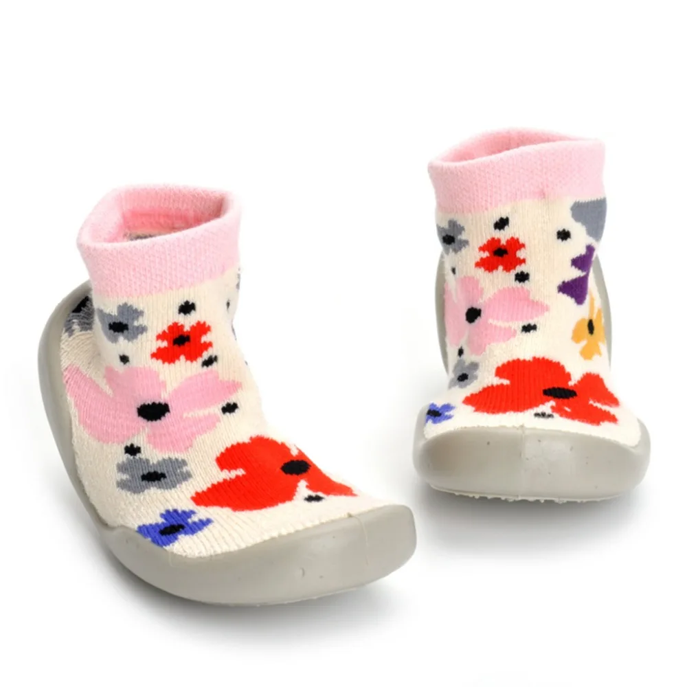 

Girl Shoes For Kids Flowers Long Style Socks Shoes Toddler Girls Sneakers Indoor Warm Breathable Non-Slip Home Shoes