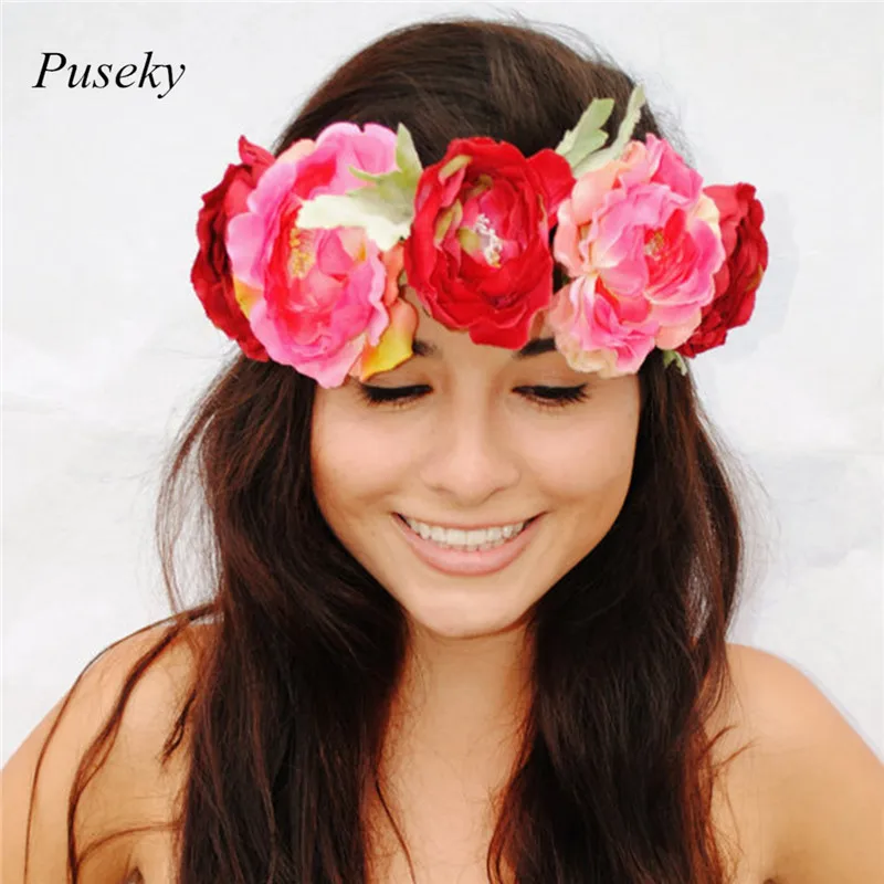 

New Fairy Girls Beach Flower Wedding Party Bride Bridesmaid Hair Wreaths Headband Hair Band Garland