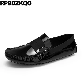 

Patent Leather Rubber 11 2019 Black Big Size Italy Loafers Prom Brand Italian Men Casual Slip-ons Shoes Deluxe Moccasins Driving