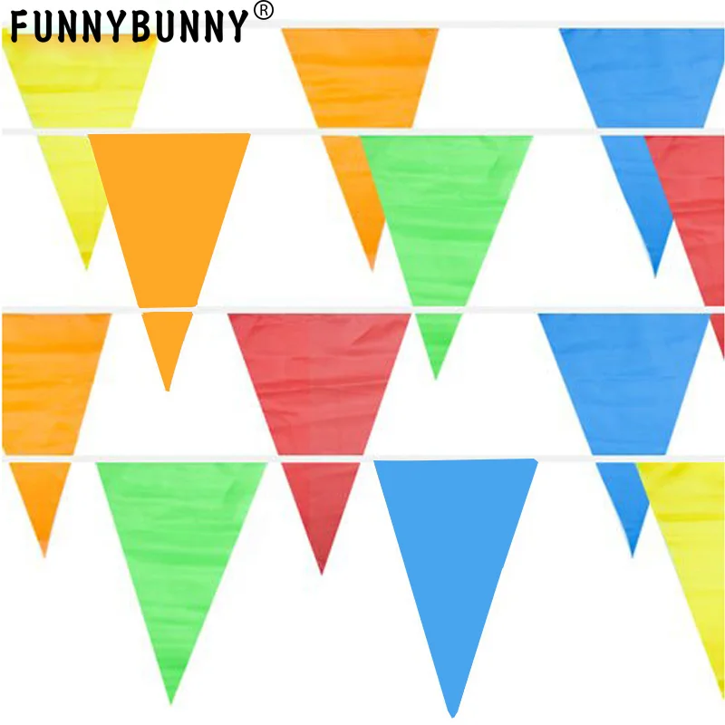 

FUNNYBUNNY 100 count Colorful Flag Pennants Multicolor Pennant Banner nylon Banner for Party Celebrations and Shops