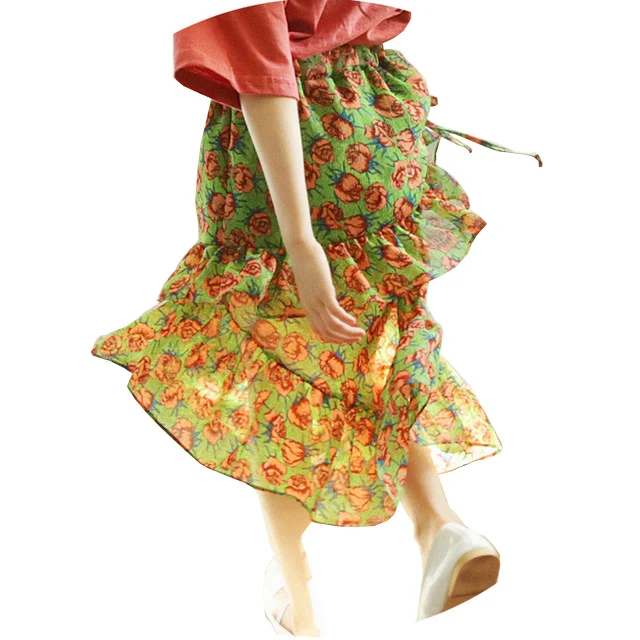 Baby Girl Summer Ruffle Cake Skirt Vintage Floral High Waist Mermaid Long 2019 Fashion Girls Clothes 4 6 8 10 12 14 | Детская одежда и