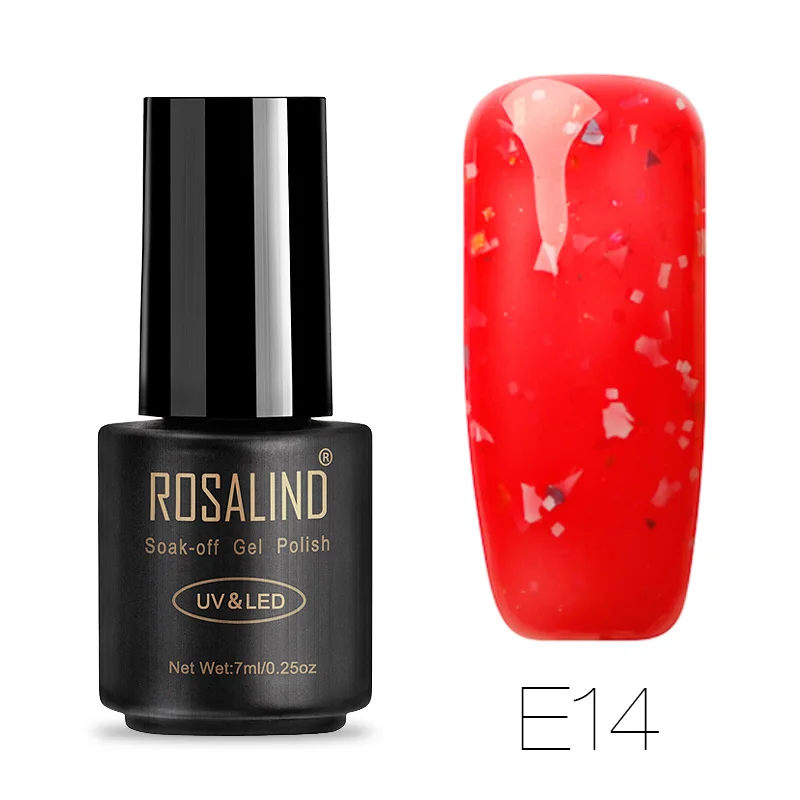 ROSALIND черная бутылка Снежинка серия 7 мл гель лак для ногтей Полупостоянный лак для ногтей Блеск УФ-гель для ногтей - Цвет: E14