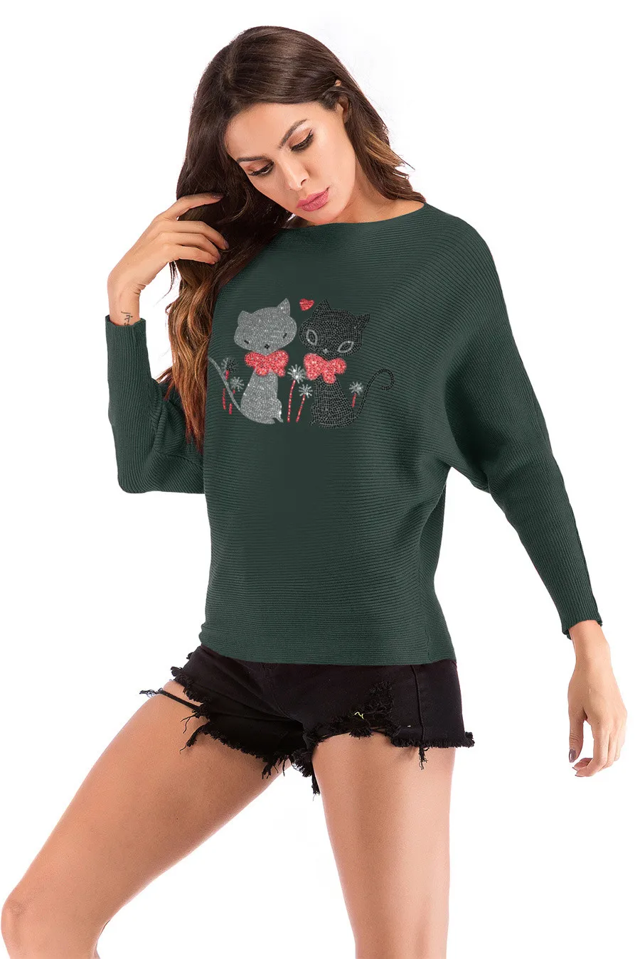 Gladiolus 2018 Autumn Winter Sweater Women Long Sleeve Rhinestone Pattern Slim Knitted Christmas Sweater Women Jumpers Pullover (43)