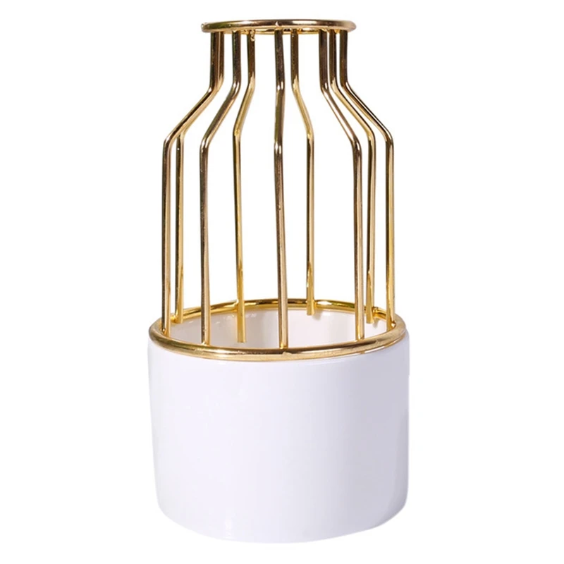 

Creative Vase Metal Porcelain Vases Tabletop Small Flower Vase Moderno Decoration Home