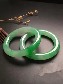 

Burma's naturalbracelet A cargo ice glass species Yang green bracelet /appraisal certificate gift box