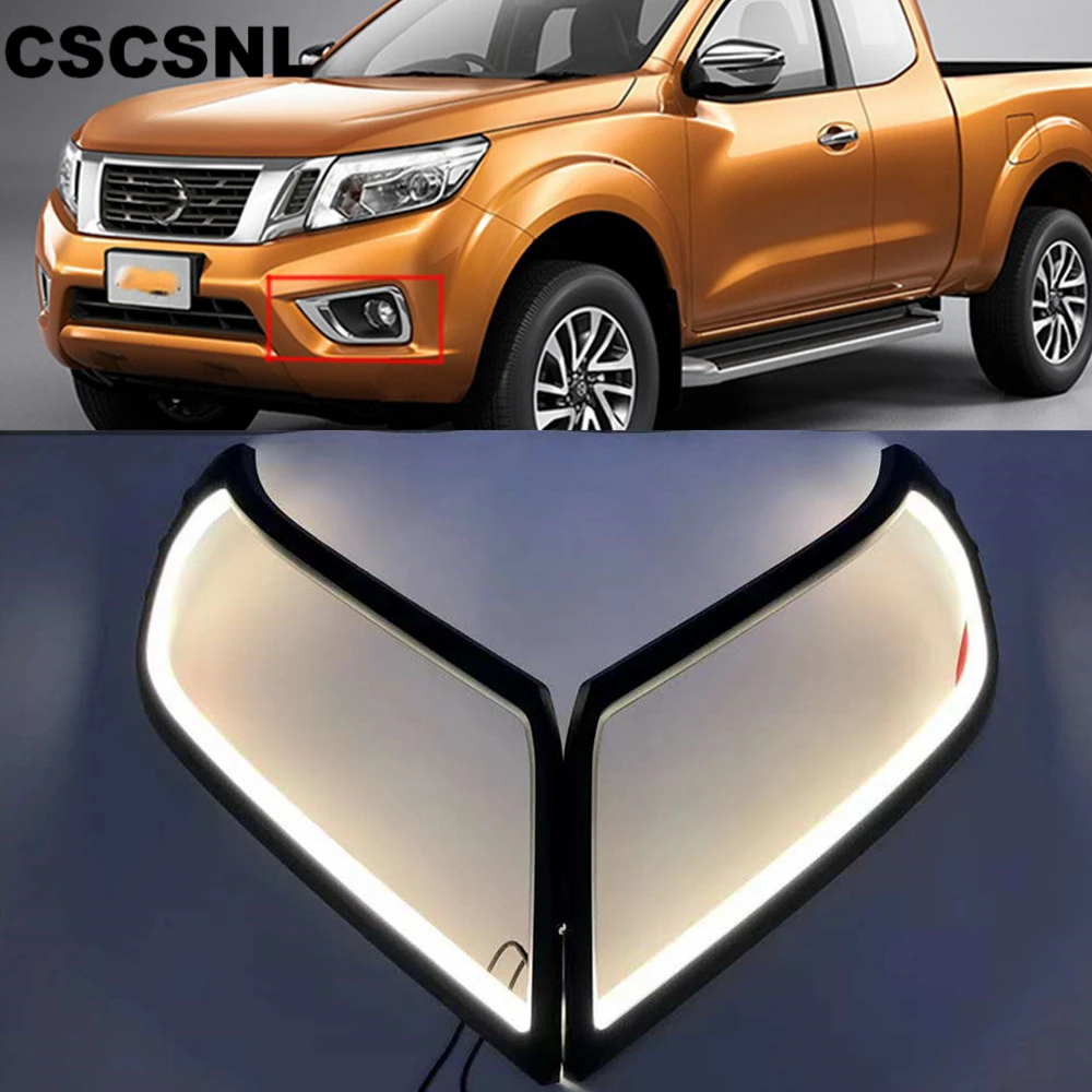 

CSCSNL 1Pair 12V LED Daytime Running Light DRL For Nissan Navara NP300 2015 2016 2017 2018 2019 headlight cover headlamp cover