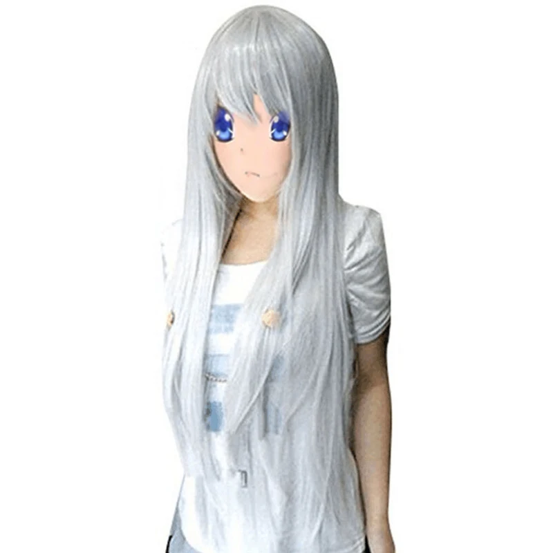 

Brand New Zen Nyo Prussia Natural Long Straight Totoro Silver Grey Vocaloid Synthetic Cosplay Wig With Bangs For Halloween Party