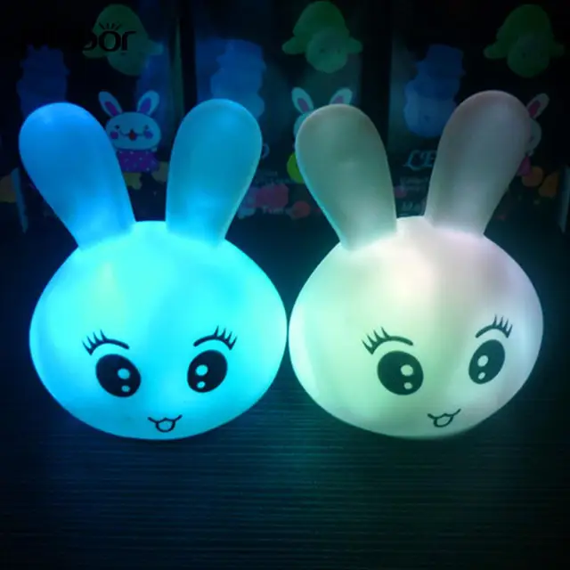2PCS LED Animal Rabbit Head Shape Desk Night Light Home Atmosphere Lighting