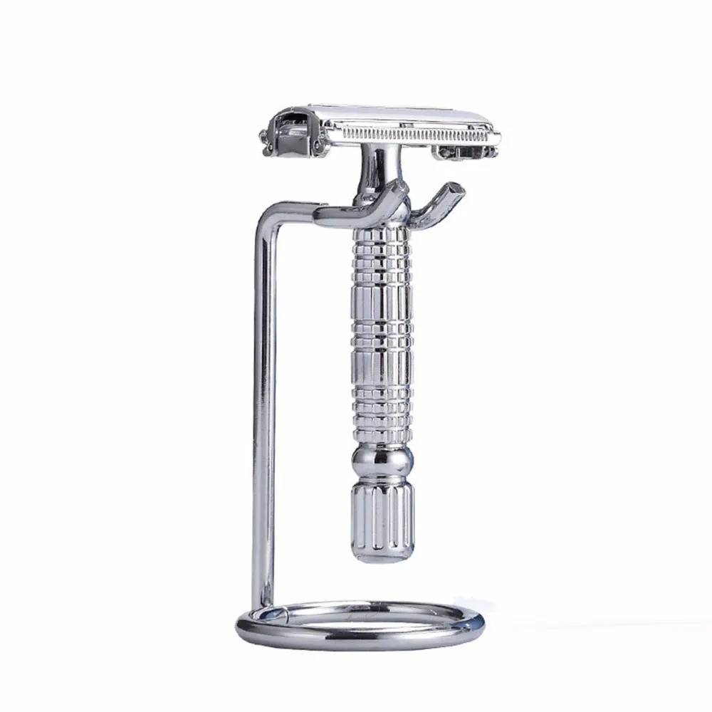 

Men's Manual Double-sided Razor Safety Razors Chrome Alloy No Rust Shaver 1 razor+1 stand +1 blade+1 case