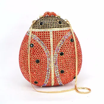 

Gold-plated fashion set rhinestones high-grade dinner packages Lady beetle hand bag evening bag wholesale foreign trade 88242