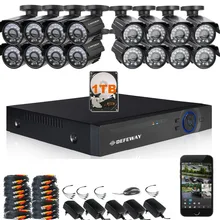 DEFEWAY 1200TVL 720P HD уличная камера видеонаблюдения системы безопасности 1080N домашнее Видеонаблюдение DVR комплект 1 ТБ HDD 16 1080P HDMI выход