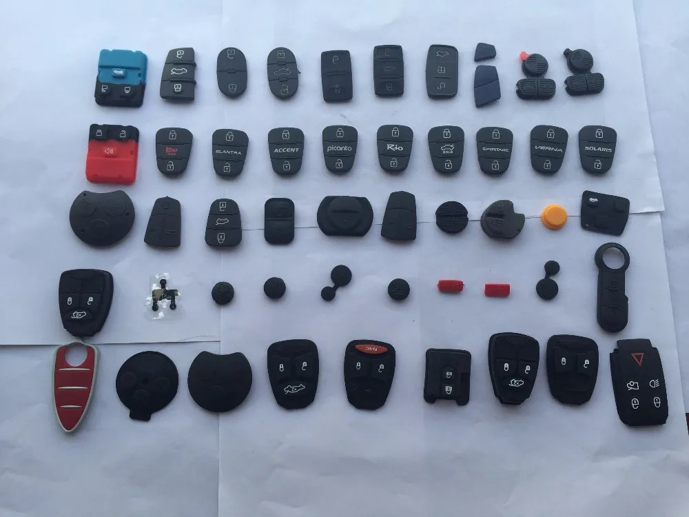 

100 pcs/lot of New 1 2 3 button rubber key button pad replacement For VW 2 3 4 button remote key shell blank case For Hyundai