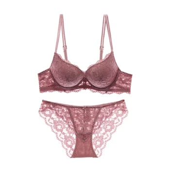 

Fashion sexy full lace women's decoration thin thick push up bra set underwear bra sexy panties