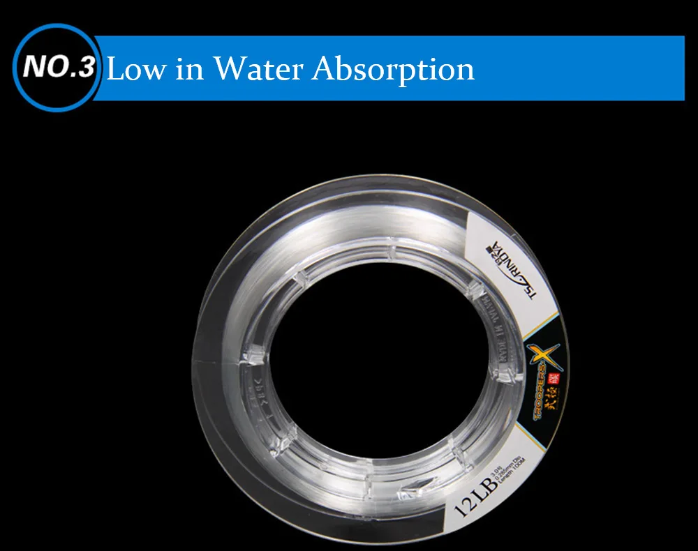 100m Trulinoya Transparent Carbon Fish Line Fluorocarbon Fishing Wire