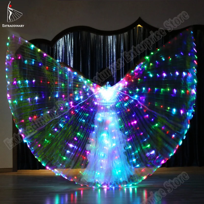 

New Led Isis Wings Sticks Belly Dance Accessory Prop Dance lamp Props 360 Degrees Performance Pro Starry Lights Twinkling Wings