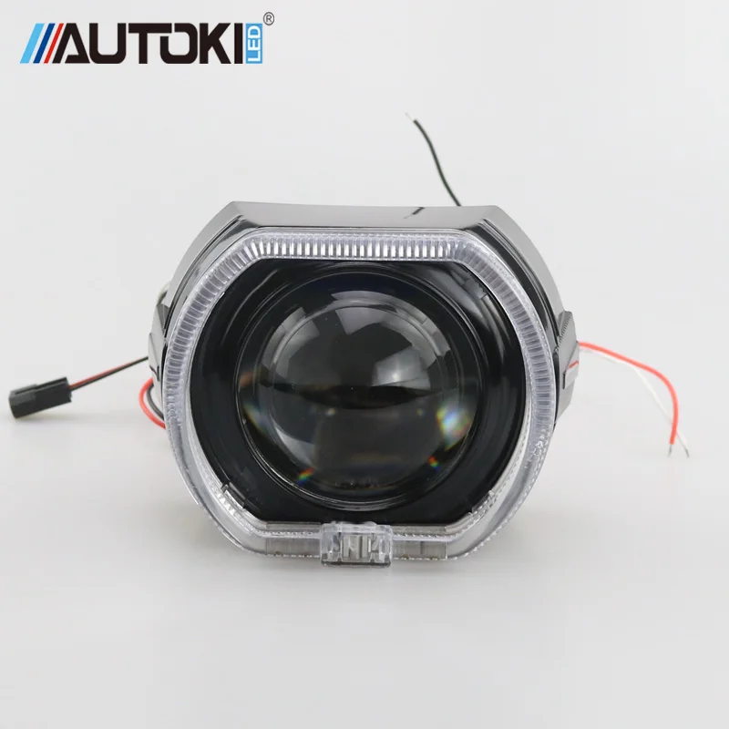 US $45.93 Autoki X5 Square LED Angel Eye DRL Bi Xenon Lens Car Projector Headlight HID Auto Tuning Kit H4 H7 Use H1 Bulbs