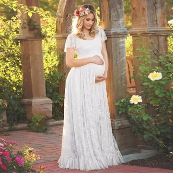 

Puseky 2018 Women Dress Maternity Photography Props Lace Pregnancy Clothes Maternity Dresses For Pregnant Photo Shoot Cloth Plus
