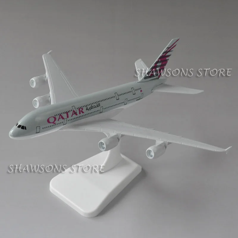 Diecast Металл 1:400 игрушка в виде самолета Airbus A380 Катар Airliner 20 см миниатюрная копия