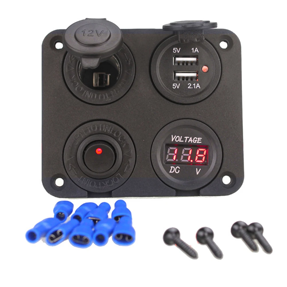 

12V Dual USB Car Cigarette Lighter Socket Splitter Auto Car Charger Power Adapter Voltmeter Panel Car Accessories