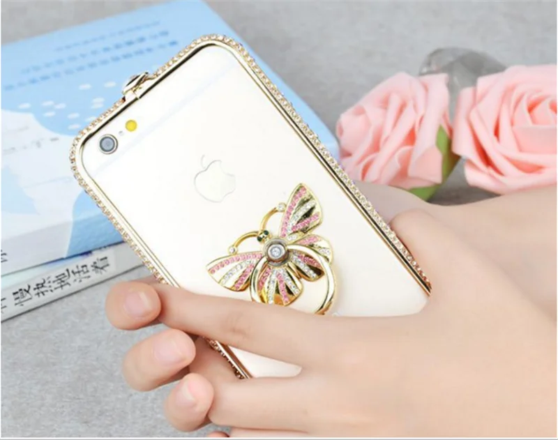 Diamond Ring Phone Holder for Iphone 6 6s 4.7 Clear Crystal Back Cover