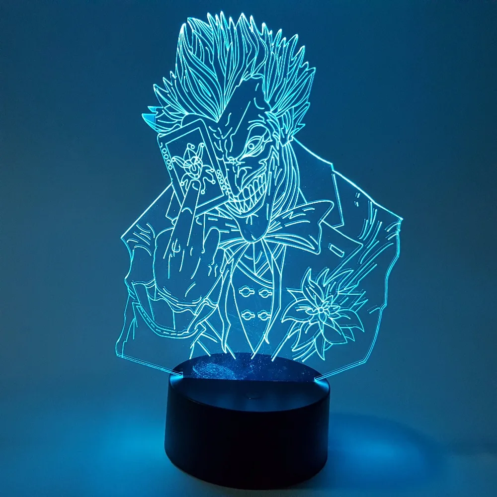 Batman Villain Joker 3D Night Light LED Color Change Visual Illusion 3D Lamp Suicide Squad Figure Joker Novelty Light Kids Gift
