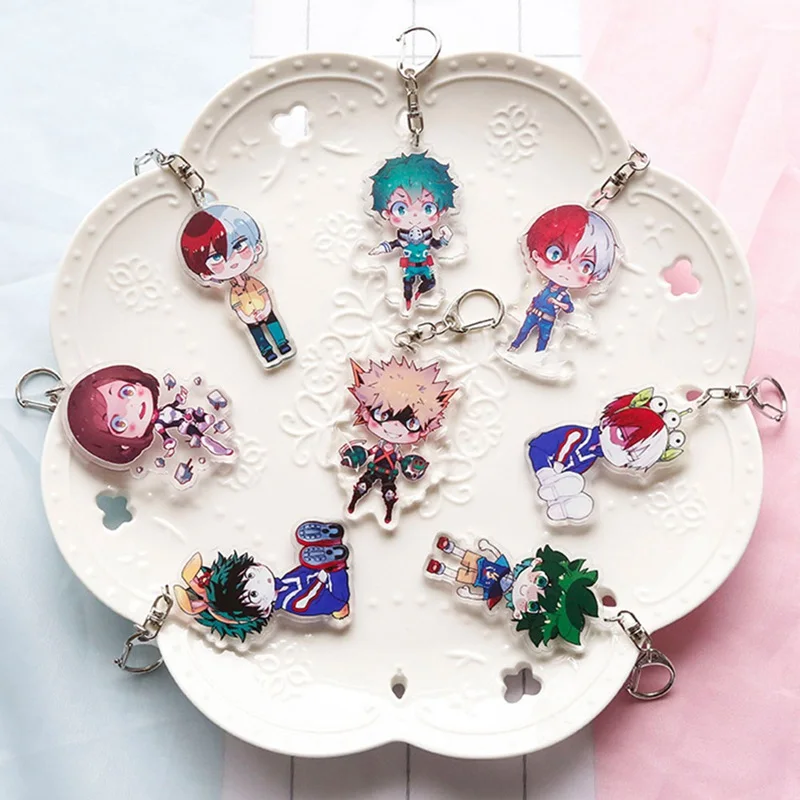 

1pc !! 2018 Fashion Cute Lovely Cartoon Anime New Academia My Hero Academi Pendant Keychain Acrylic Key Ring Charms Gift