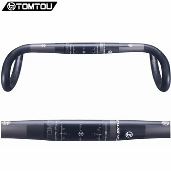 

TOMTOU Full UD Carbon Fiber Road Bicycle Handlebar Bike Bent Bar 31.8mm Cycling Road Parts Black Matt 400/420/440mm- TX5T14