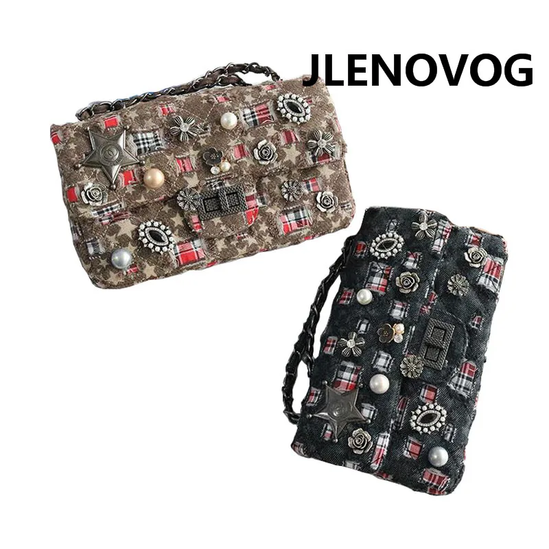 

One-shoulder diagonal portable soft handle outdoor performance spring new tide diamond necklace chain handbag