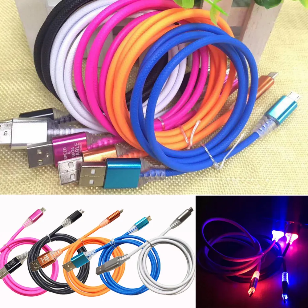 

1M Micro USB Phone Cable Visible LED Flow Light Micro USB Charging Data Sync Cable for Android Phone Universal Phone Cables #YL5