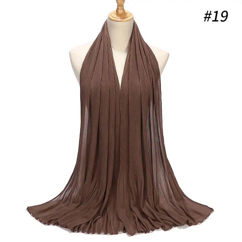 Дизайн плиссированный малазийский хиджаб Tudung шифоновый шарф Мусульманский женский платок мнущийся шарф хиджаб 85*180 см - Цвет: Color 19