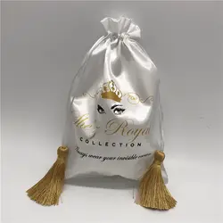 Белая атласная сумка с кисточками шелковая сумка гладкая ткань сумки ювелирные изделия Пучки Волос Упаковка косметика/подарок/свадебный