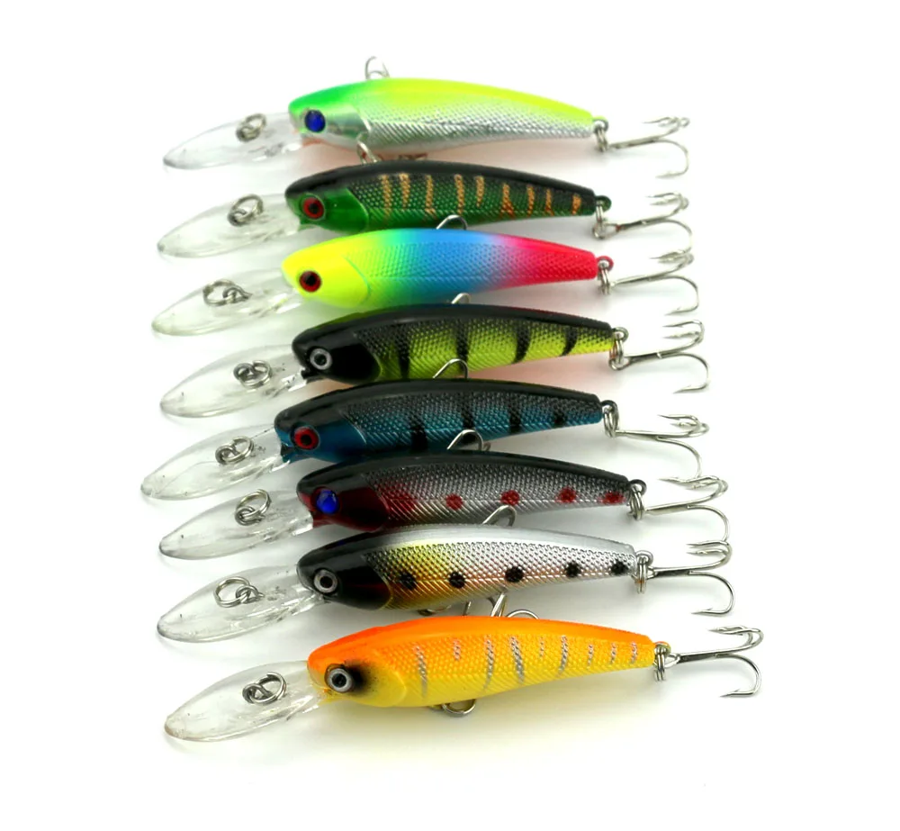 10pcs Minnow Fishing Lures Crank Bait 6# Hooks Bass Crankbait Tackle 9CM//8.3g
