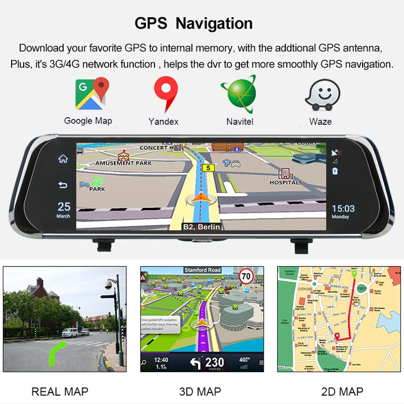 ANSTAR 4 г Android HD 1080 P Автомобильный dvr 10 &quotзеркальная автоматическая камера gps wifi ADAS