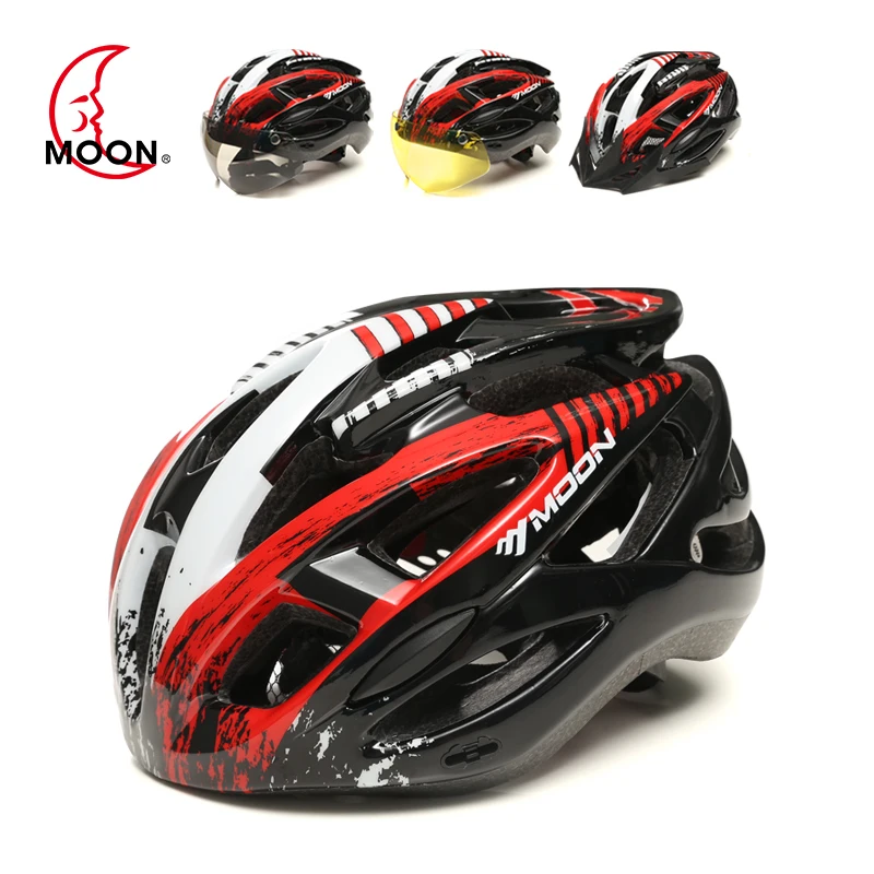 

Moon Bicycle Goggles Helmet Mountain Riding Bike Safety Helmet Men Riding Bright Cap Removable Brim Helmet PC+EPS M L