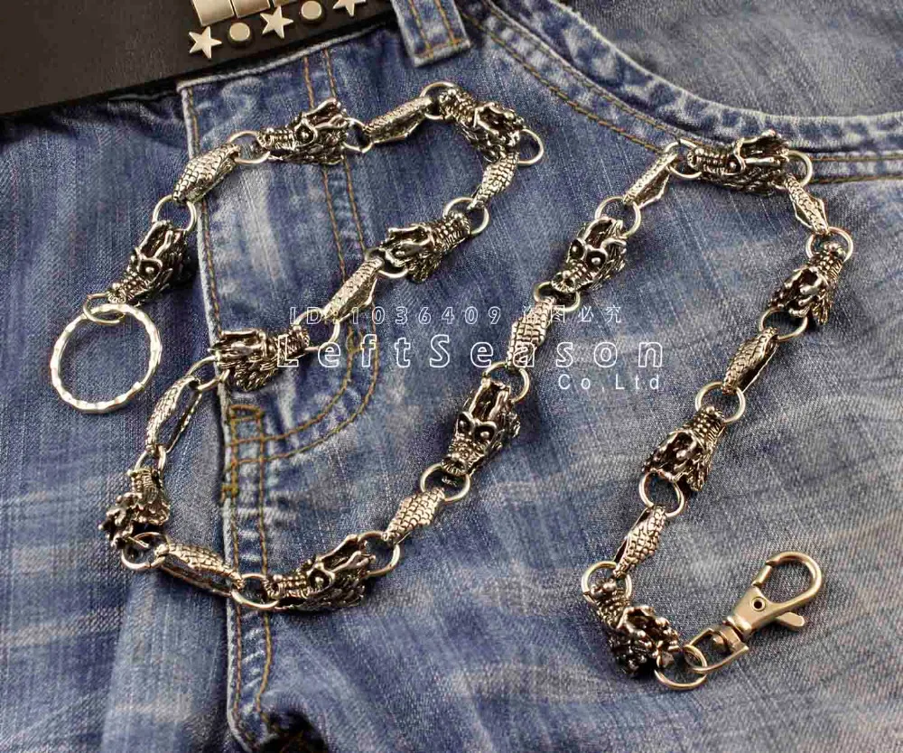 

Heavy Metal Dragon Head Wallet Chain Long KeyChain Mens Biker Trucker YL-96