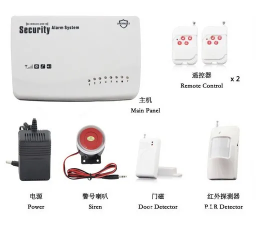 Беспроводной GSM Главная охранной сигнализации ПИР датчик двери Сигнализация, охранной сигнализации