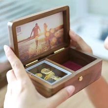 Sinzyo деревянная фоторамка ручной работы мое сердце будет ходить на орех Музыкальная Коробка Подарок на день рождения на Рождество/День Святого Валентина подарочные коробки