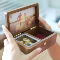 Sinzyo Handmade Wooden Photo frame My heart will go on Walnut Music box birthday Gift For Christmas/Valentine's day gift boxs 1