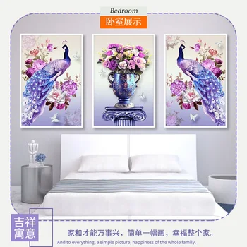 

DIY Diamond Painting 5D Full Round Diamond Embroidery Auspicious Peacock Triple,Cross Stitch,Rhinestone Diamond Mosaic Sale