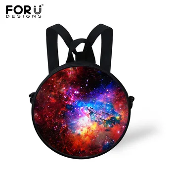 

FORUDESIGNS Stylish Round Design School Bag For Toddler Baby Girls Children 3D Galaxy Space Star Print Book Shoulder Bag Mochila