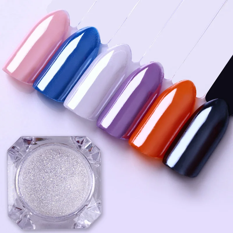 

1 Box Silver Nail Glitter Powder Pearl Nail Pigment Dust Shiny Nail Art Glitters Powder for UV Gel Polish DIY Nail Decors