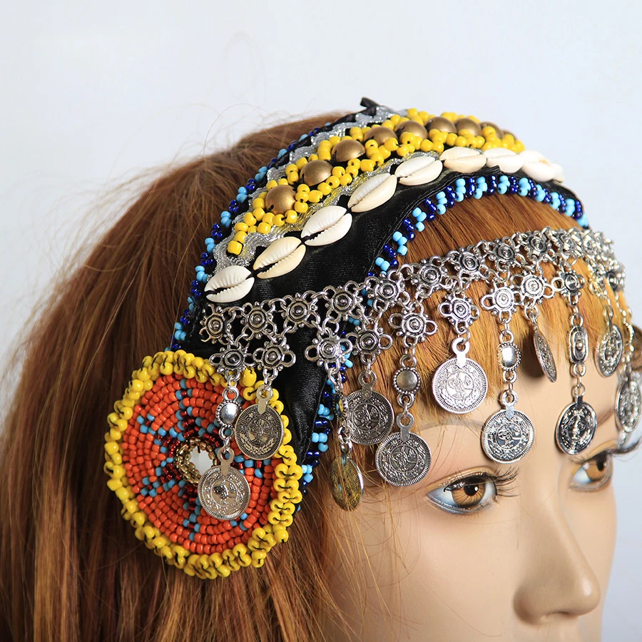 Новое поступление цыганские женские бусы головной убор металлическая голова цепочка с монетами Винтажные Ювелирные изделия племенные аксессуары для танца живота