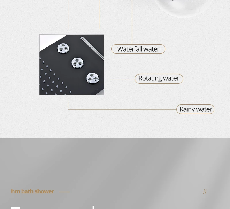 22Waterfall Rain Shower Sets Faucet Rotating Water Shower 4 Function Spa Waterfall Massage Bathroom Fixture Black Shower Set (12)