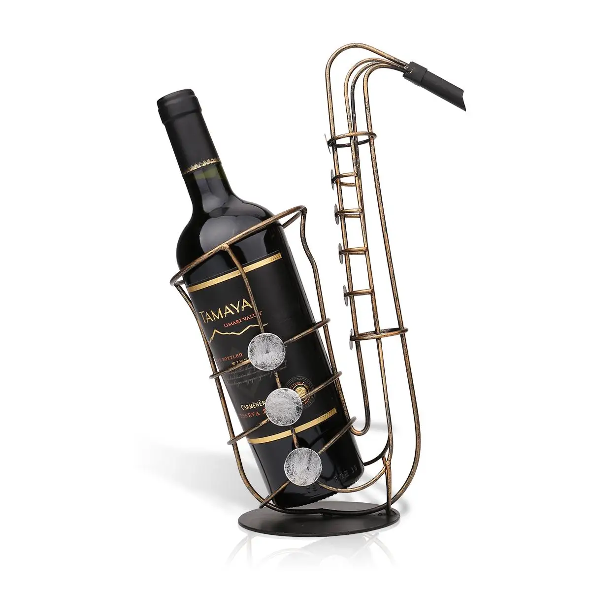 

Tooarts Metal sax wine rack Beautiful and practical wine rack Fantastic wine bottle holder Practical ornament Crafts