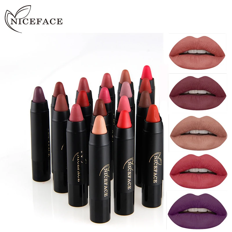 NICEFACE Lipstick Pencil Cosmetics Matte Lips Pigment Nude