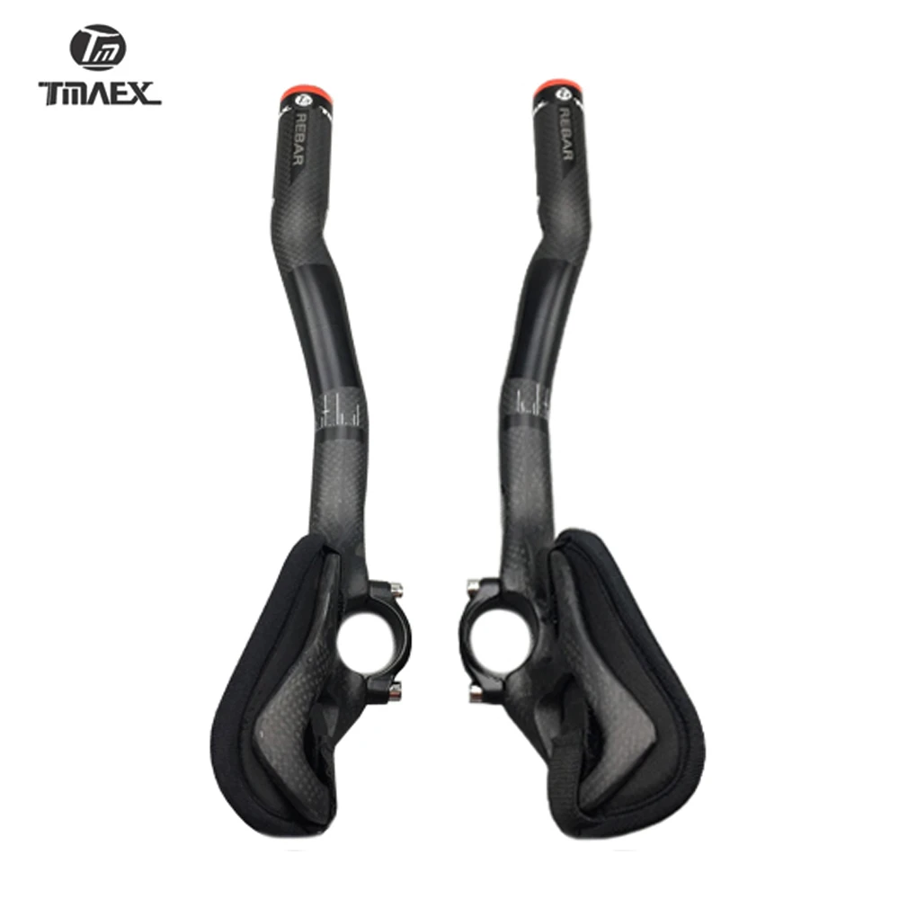 TMAEX Black Finished Matte Rest Bar Handlebar TT Full Carbon Handlebar Road Bike TT Bar Carbon Bicycle Parts 31.8MM Ultra light