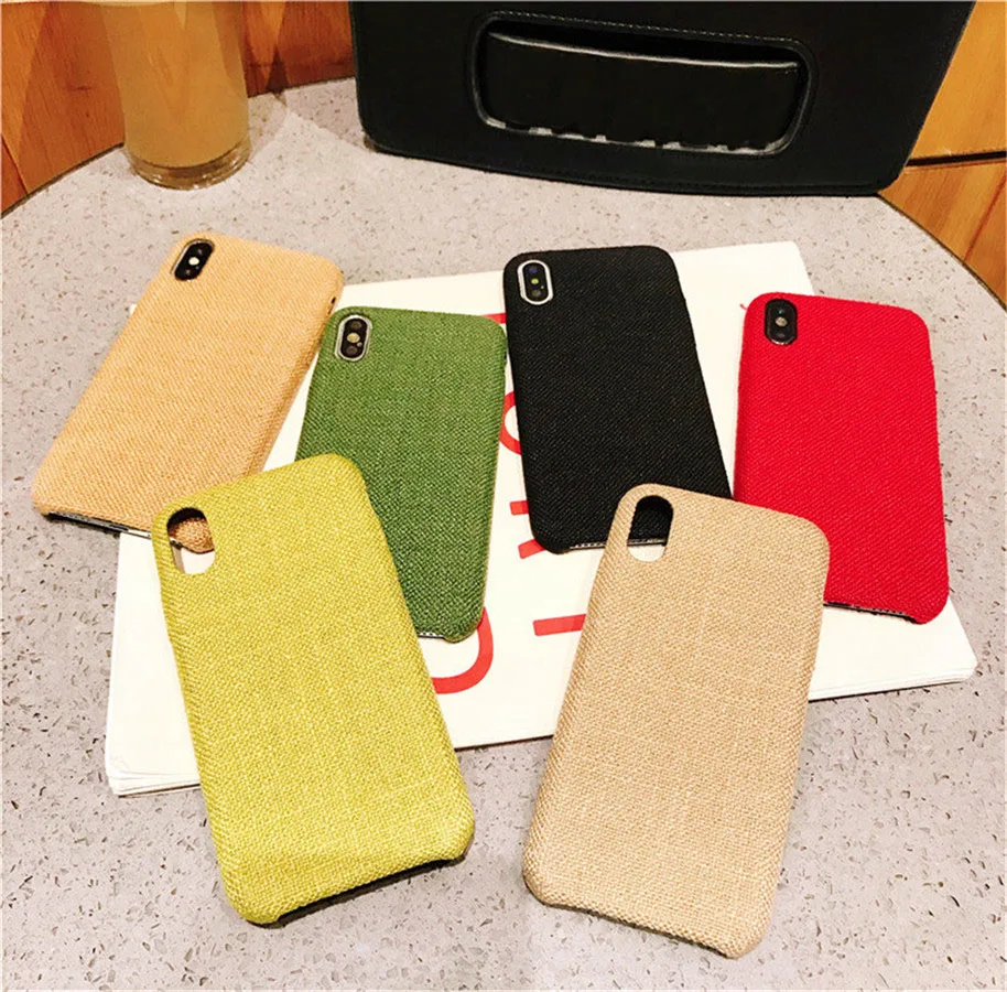 

Cloth Texture Soft case Coque For iphone 7 8 6 6s plus Case For iphone X Xs max XR Ultra Thin Canvas Grid Pattern Phone cases