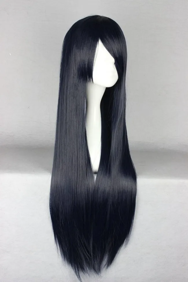 MCOSER 80 см темно-синий Синтетический прямой термостойкий косплей парик Высокая температура волокна волос WIG-582C